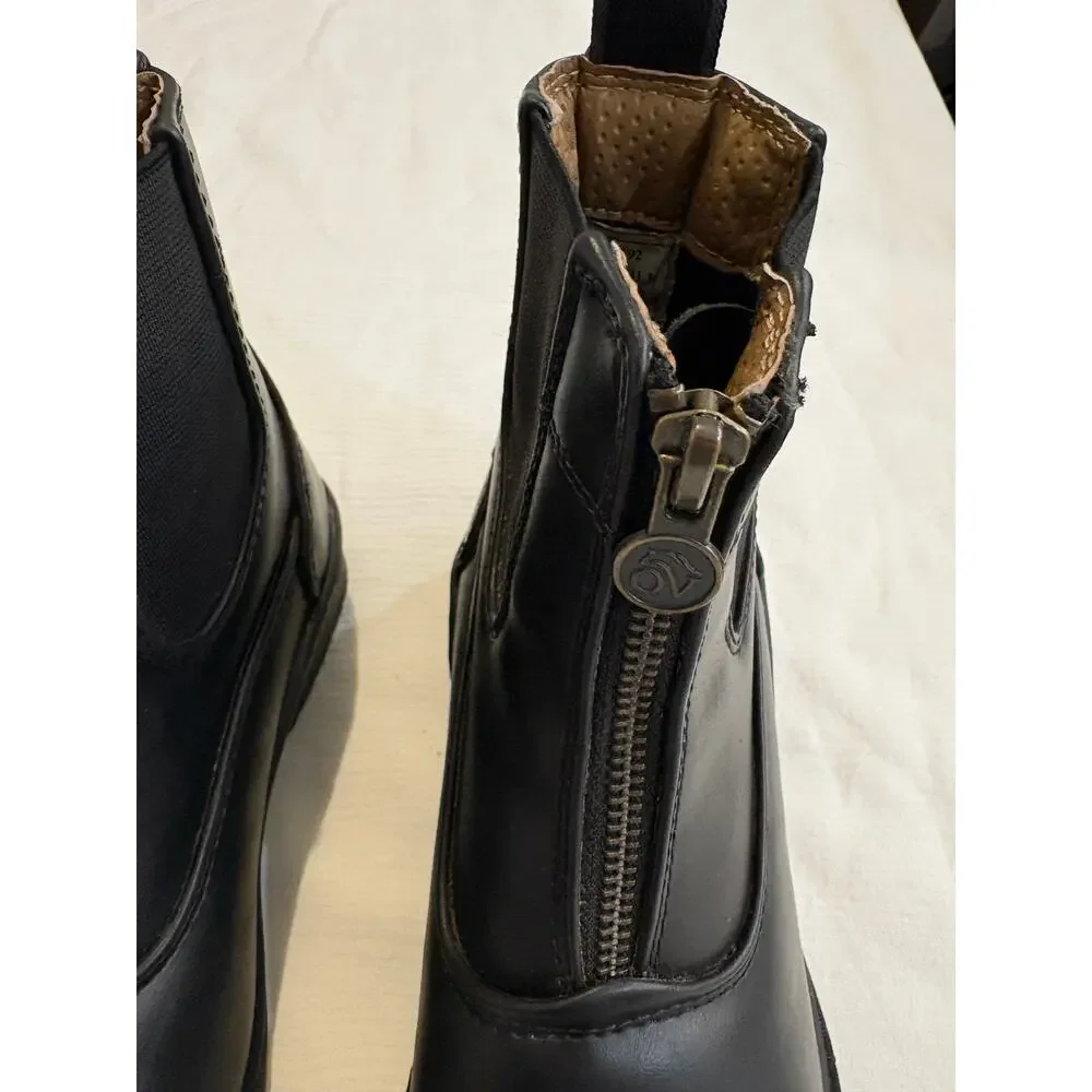 Ovation Child's 3 Quantum Zip Paddock Riding Boots Polished Black Faux Leather